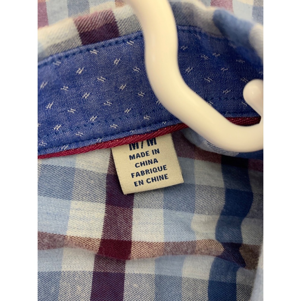 Tommy Bahama Men Size M Blue Purple Plaid Long Sleeve Button Front Shirt - Picture 6 of 9